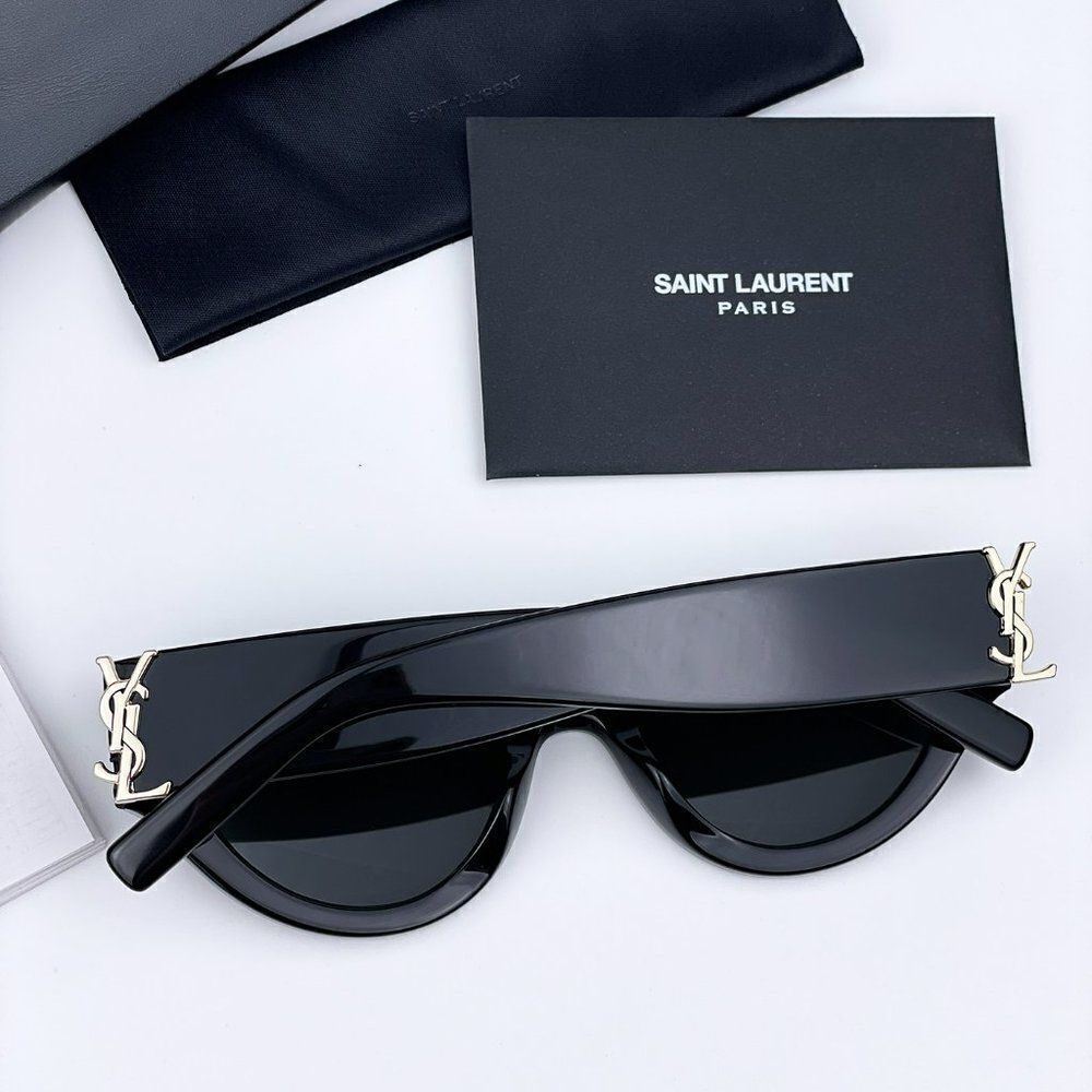 NEW Saint Laurent SLM94 001 Black Grey Cat Eye Women Sunglasses - Picture 15 of 17